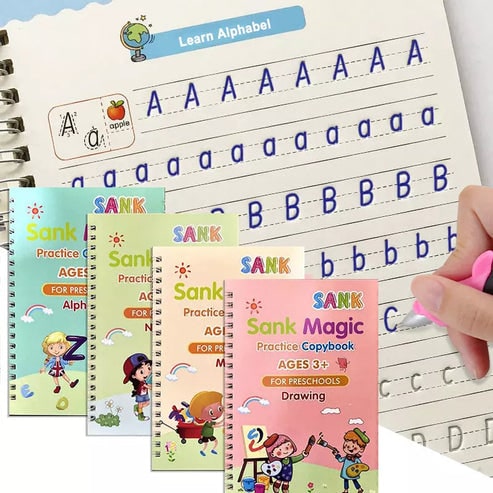 ✨Magic Practice Copybook📚, Buy 1 Set Get 1 Set Free🤩 (8 Book + 2 Pen+ 20 Refill +2 Grip)