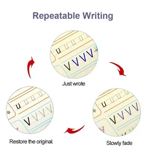 ✨Magic Practice Copybook📚, Buy 1 Set Get 1 Set Free🤩 (8 Book + 2 Pen+ 20 Refill +2 Grip)