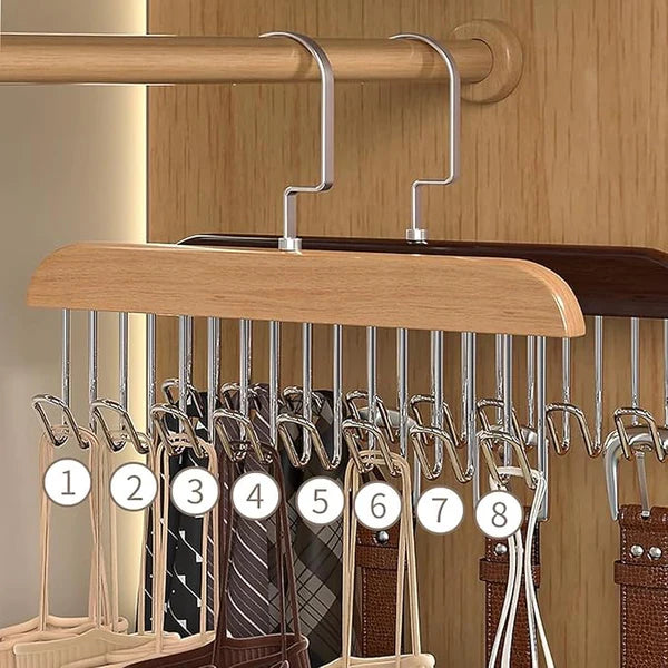 Space Saving 8 Hooks Wooden Hangers ( Buy 1 Get 1 Free )